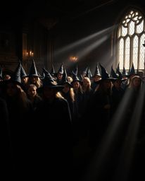 Immerse yourself in the enchanting world of a magical school filled with young wizards.  This captivating imagery showcases h