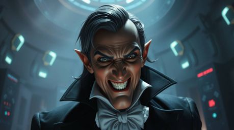 Witness a sophisticated villain's comedic meltdown in a stunning, high-tech lair. This scene boasts a dreamlike, ethereal aes