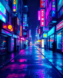 A captivating piece of creative light art depicts a pixelated glitch image of a cyberpunk street scene.  Iridescent colors sh