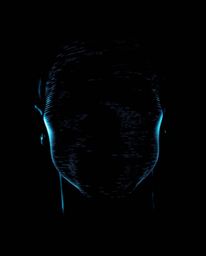 A captivating digital art piece featuring a human face transforming into a data stream, achieved through intense dramatic lig