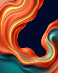 Explore the captivating contrast of warm terracotta and cool teal in this futuristic composition.  Featuring dynamic 3D fluid