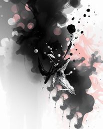 Experience the timeless elegance of dynamic digital sketches featuring black and white ink splashes in water.  These macro ph