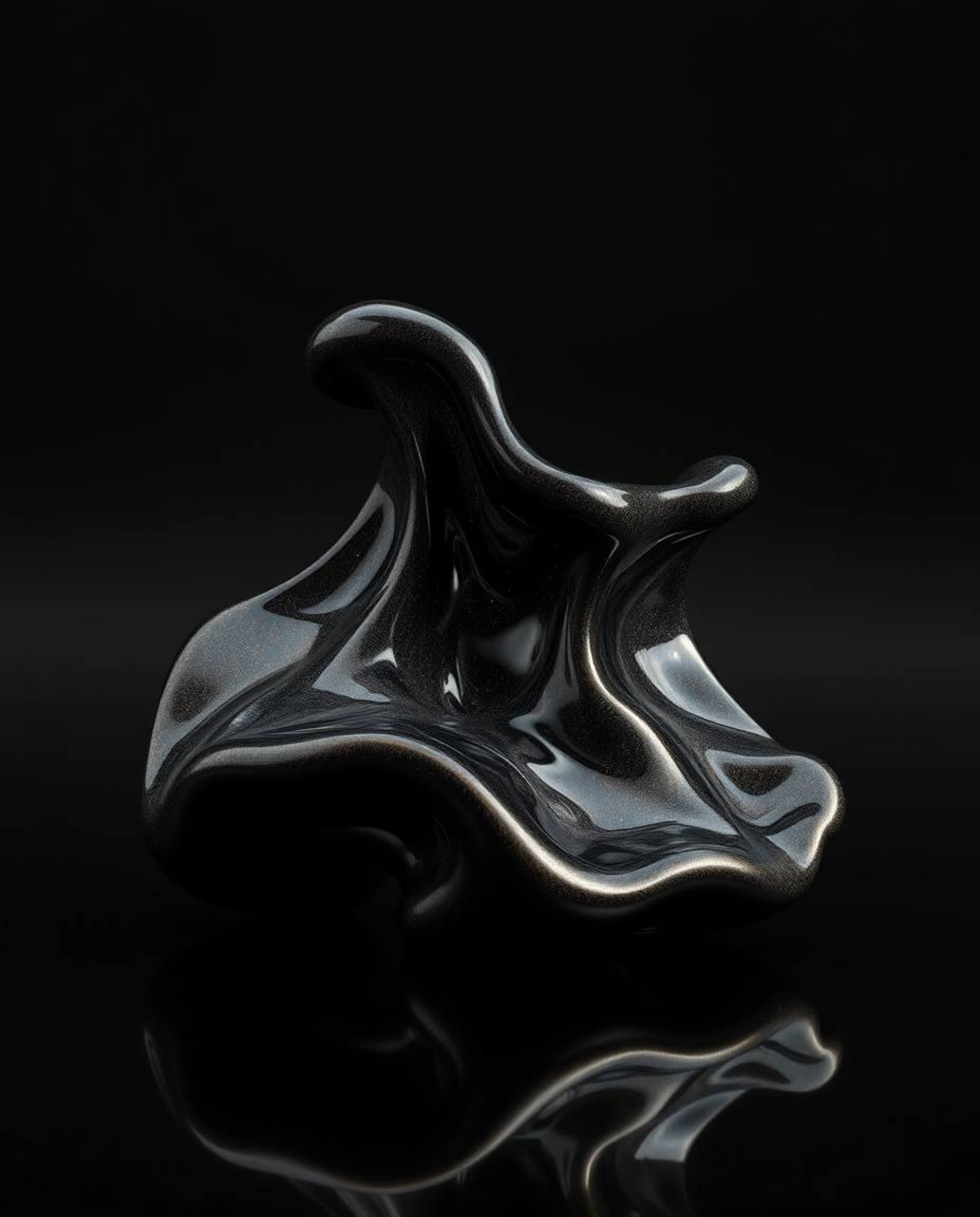 Explore captivating photorealistic renders featuring sculptural 3D fluid shapes reminiscent of mercury, brought to life with 