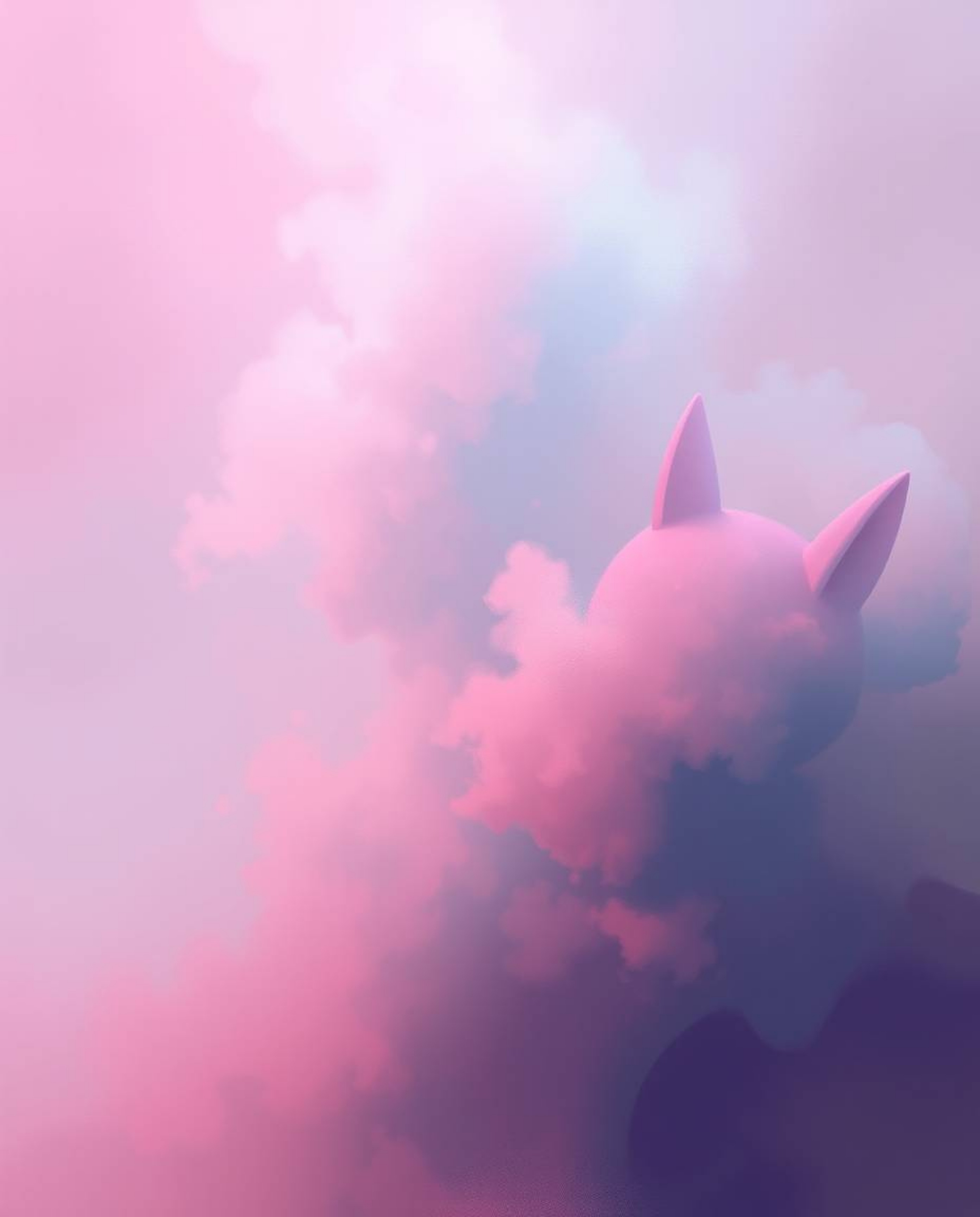 A captivating digital sketch showcases a misty atmospheric scene rendered in vibrant pink, blue, and violet hues.  The painte