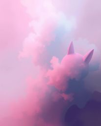 A captivating digital sketch showcases a misty atmospheric scene rendered in vibrant pink, blue, and violet hues.  The painte