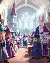 Immerse yourself in a magical school brimming with young wizards, rendered in soft pastel colors and boasting commercial qual