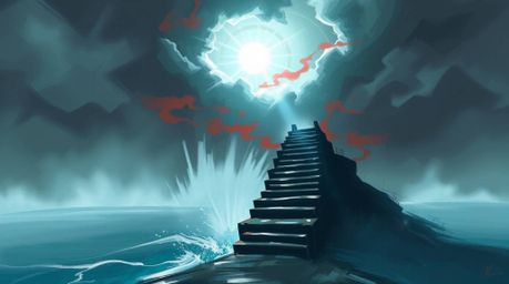 Explore a captivating fantasy scene featuring a dynamic digital sketch with loose painterly strokes and complementary epic co