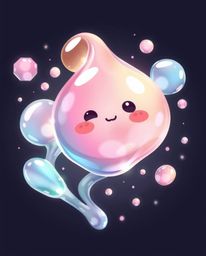 Discover charming illustrations featuring adorable and cute glassy, fluid 3D shapes in captivating motion, beautifully enhanc