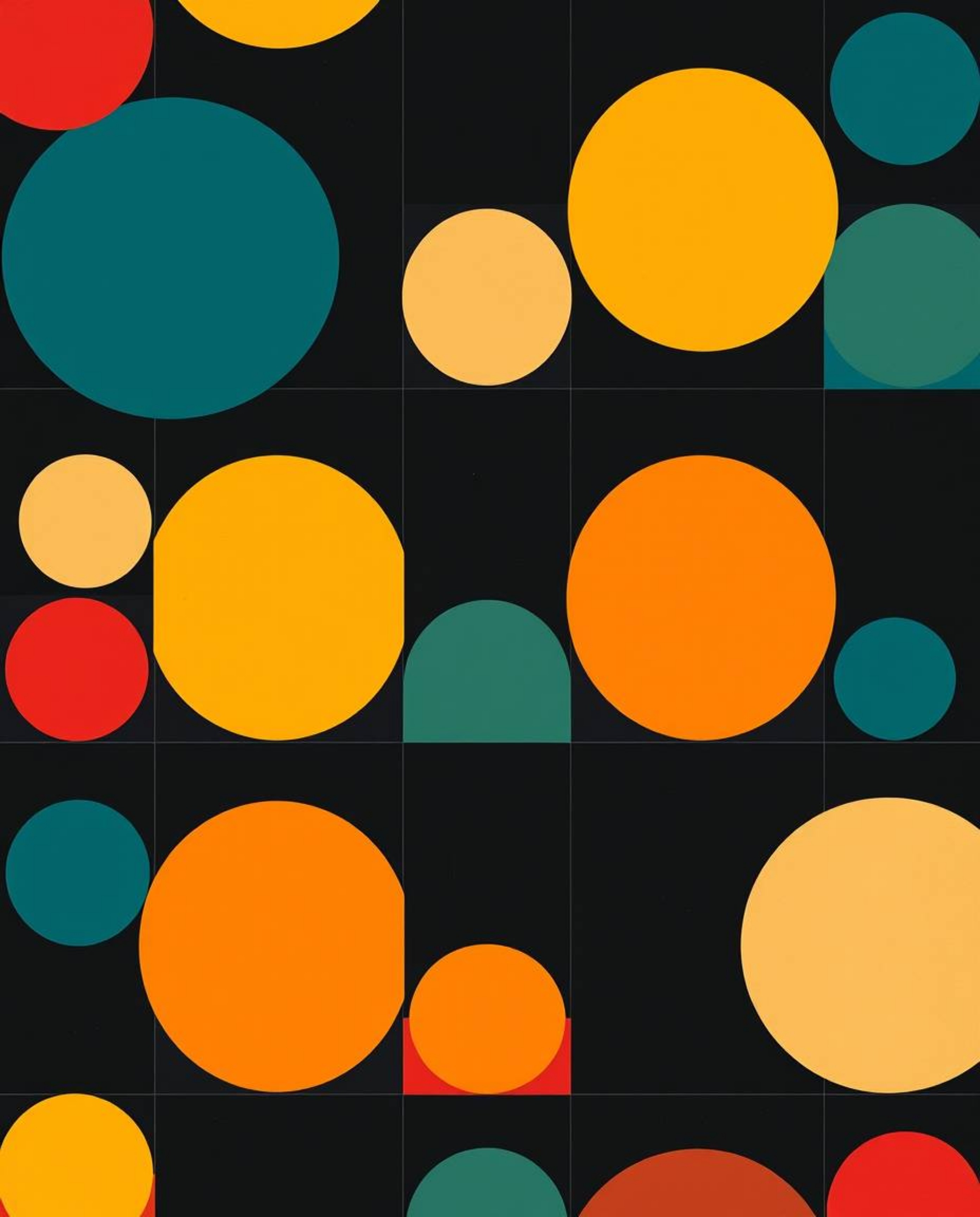 This minimalist geometric pattern features a striking combination of circles and lines in the iconic Bauhaus style. Rendered 