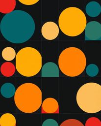 This minimalist geometric pattern features a striking combination of circles and lines in the iconic Bauhaus style. Rendered 