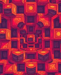 Explore a mesmerizing Isekai anime-style illustration featuring a repetitive cube pattern in Escher-esque impossible geometry