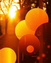 Experience the warmth of autumn with this captivating abstract artwork.  Golden hour light bathes fragmented shapes in a cozy