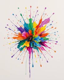 Experience the vibrant energy of a hand-drawn sketch bursting with colorful paint splashes on a pristine white canvas. This h