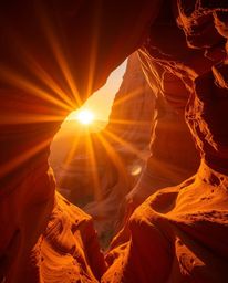 A high-resolution stock photo of commercial quality captures a sunset illuminating sandstone cliffs in a canyon. The scene is