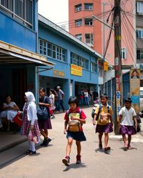 Explore candid street photography capturing the enchanting atmosphere of a magical school divided into unique sections. This 