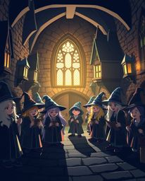 Explore an adorable and cute magical school brimming with charming young wizards, bathed in strong, hard light that creates s
