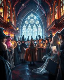 Explore a magical school brimming with young wizards, brought to life as stunning light art.  This artwork features creative 