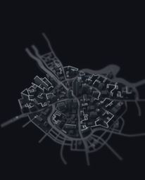 A stunning abstract city map designed with modern flat design principles.  This image features geometric shapes, a top-down p