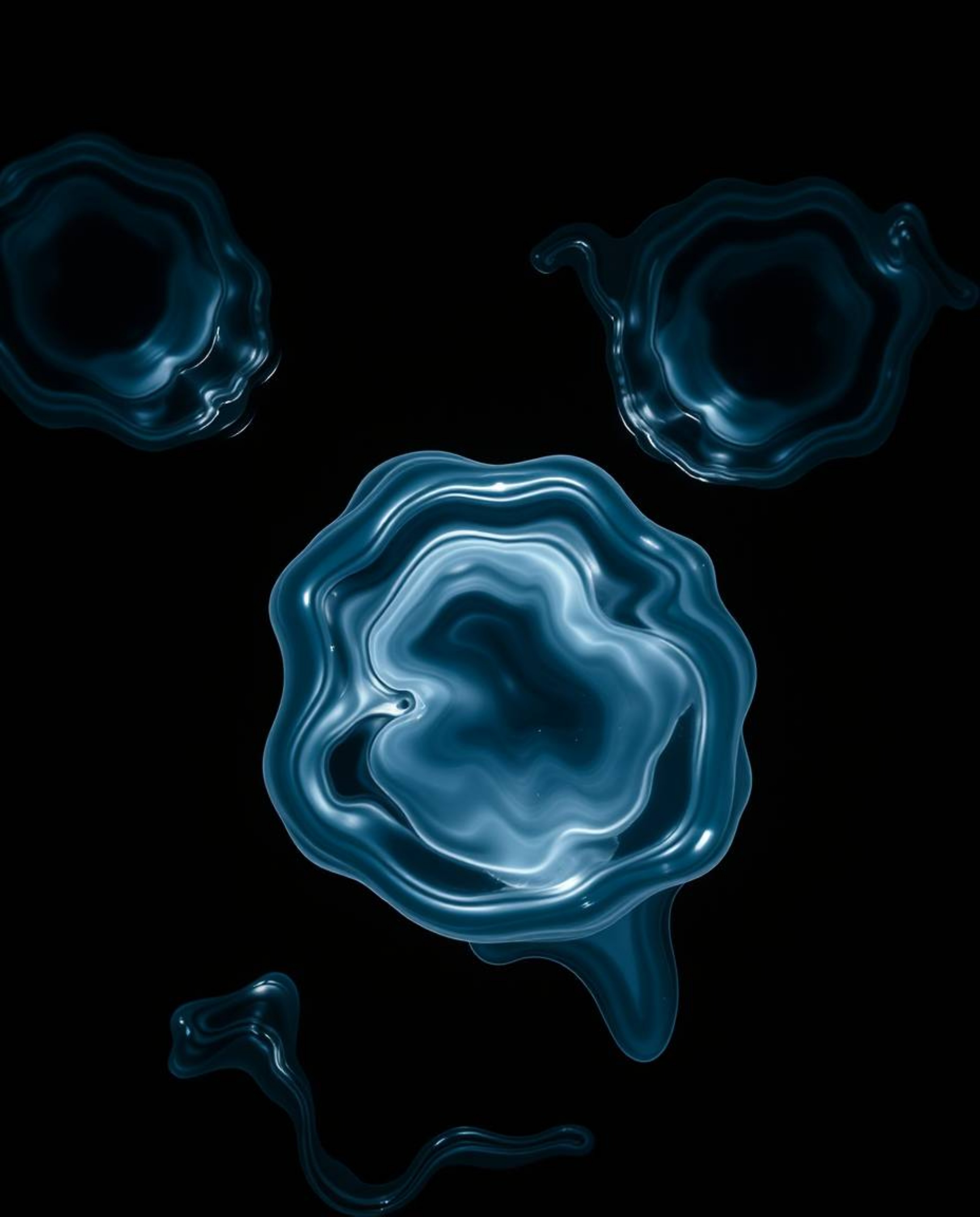 Capture the essence of surrealism with long-exposure photography showcasing 3D fluid shapes reminiscent of melted glass in a 