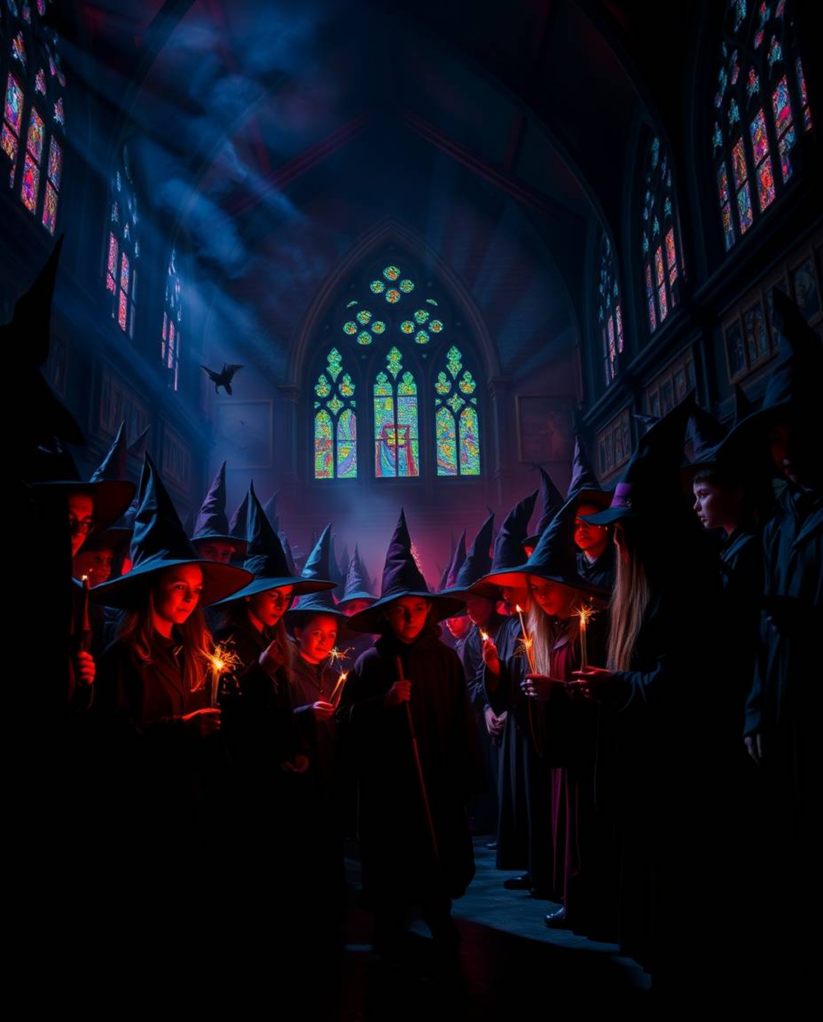 Immerse yourself in a world of magic with this high contrast, low-key image of a wizarding school filled with young apprentic