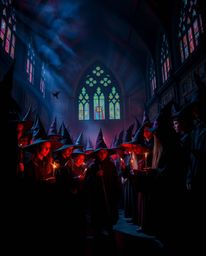 Immerse yourself in a world of magic with this high contrast, low-key image of a wizarding school filled with young apprentic