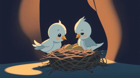 Watch two adorable cartoon birds construct their nest in this charming classic animation.  Enjoy the gentle, soothing atmosph