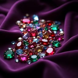 A stunning visual captures a lavish assortment of gemstones – rubies, emeralds, sapphires, and diamonds – artfully scattered 
