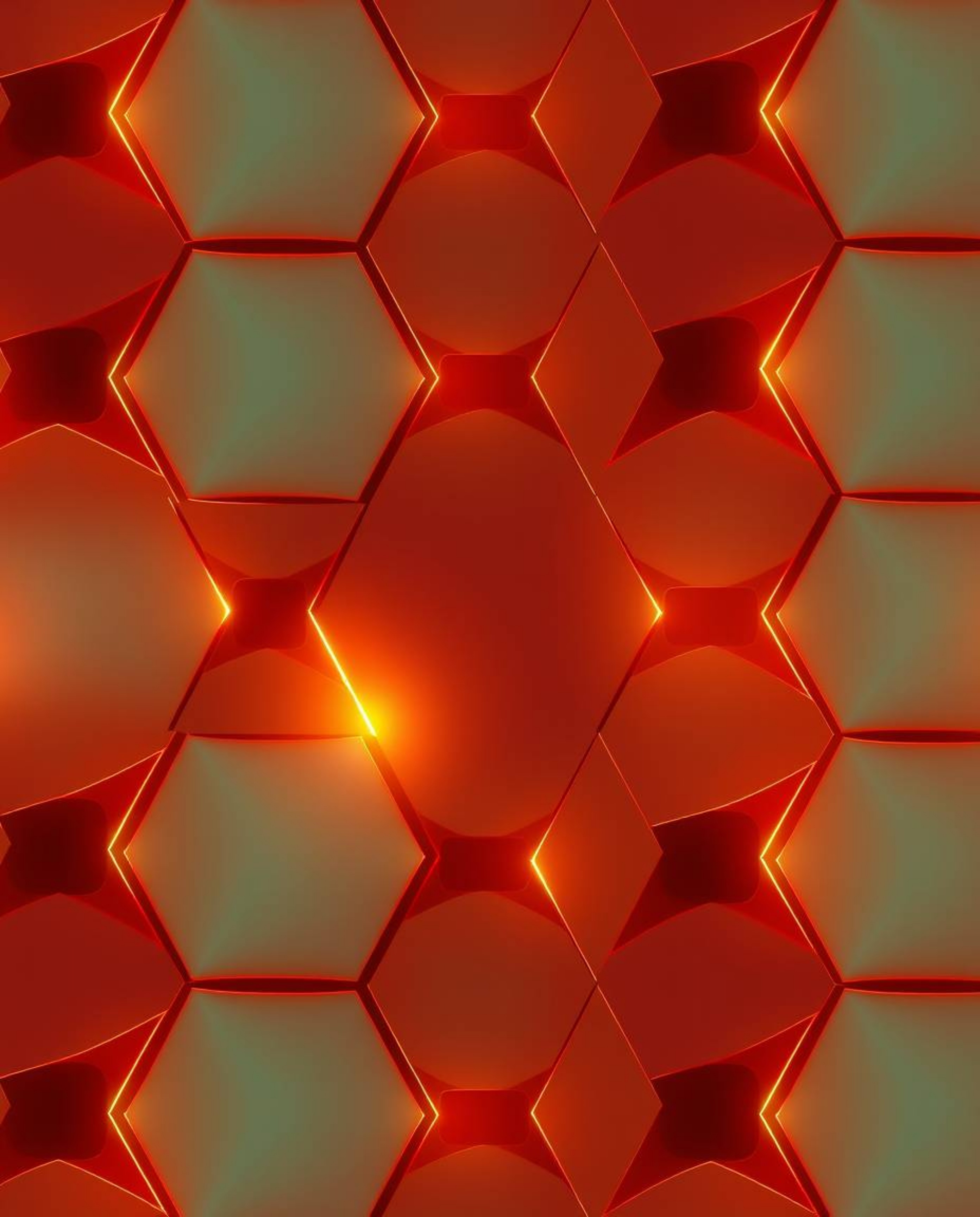 A radiant and luxurious seamless geometric pattern featuring hexagons and triangles in a vibrant neon color palette.  This de