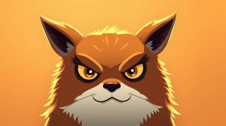 A charming and sarcastic animal sidekick, brought to life in a modern flat design, features expressive eyes that convey a ran