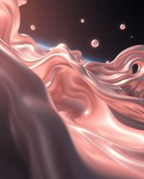 Experience breathtaking photography of smooth, metallic 3D fluid shapes floating in zero gravity.  High realism and dramatic 