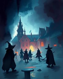 Immerse yourself in a magical school teeming with young wizards, brought to life with rich burgundy and deep blue hues. This 