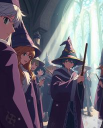 Explore a magical school teeming with young wizards, brought to life in an Isekai anime style. Experience the intricate detai