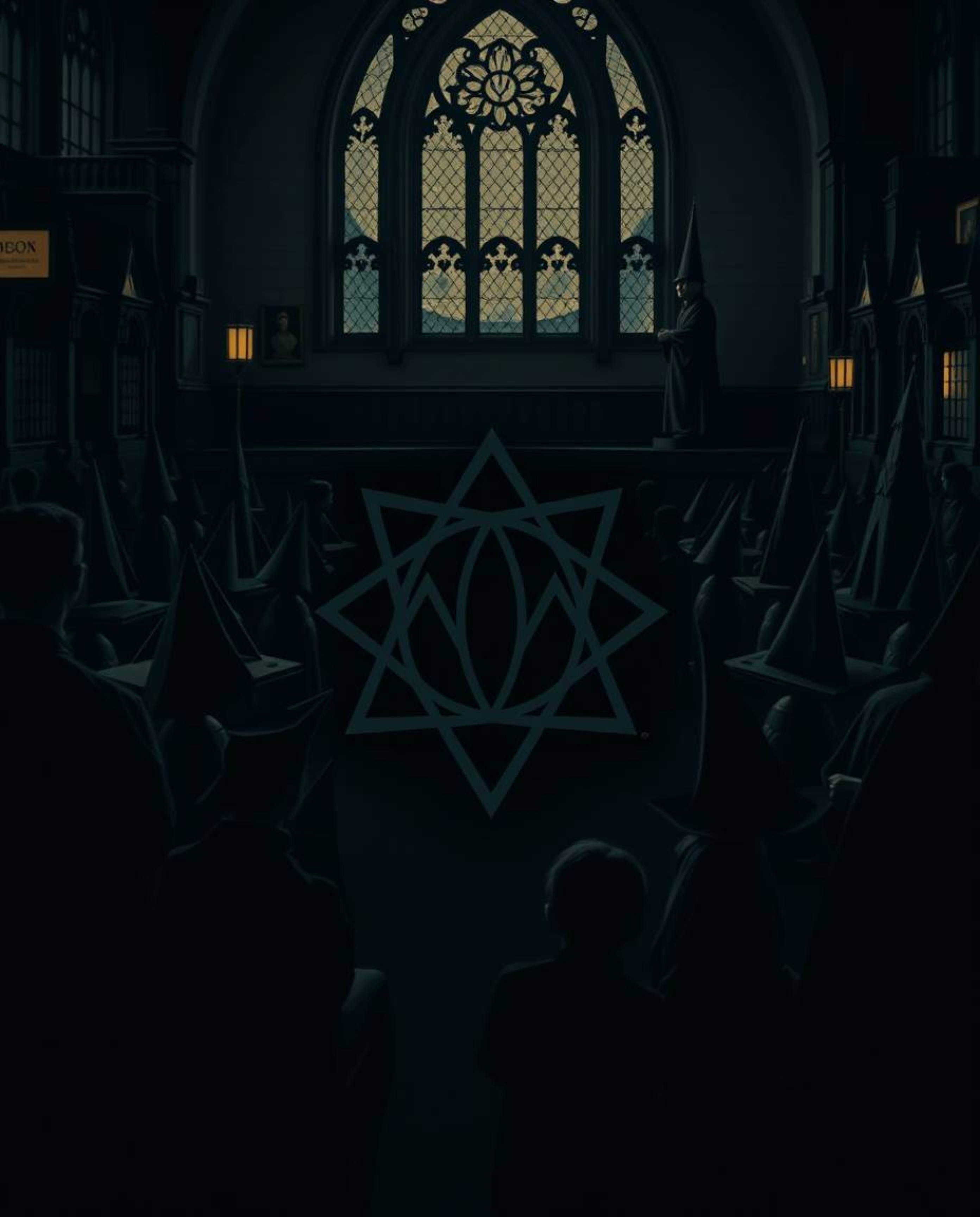 Explore a magical school for young wizards, highlighted by a striking jet black logo crafted with geometric shapes and clean 