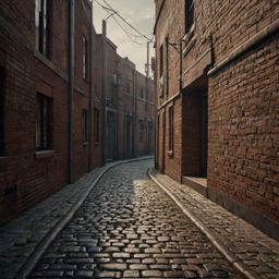 A captivating pencil drawing depicts a deserted alleyway, focusing on the intricate details of the cobblestones underfoot and