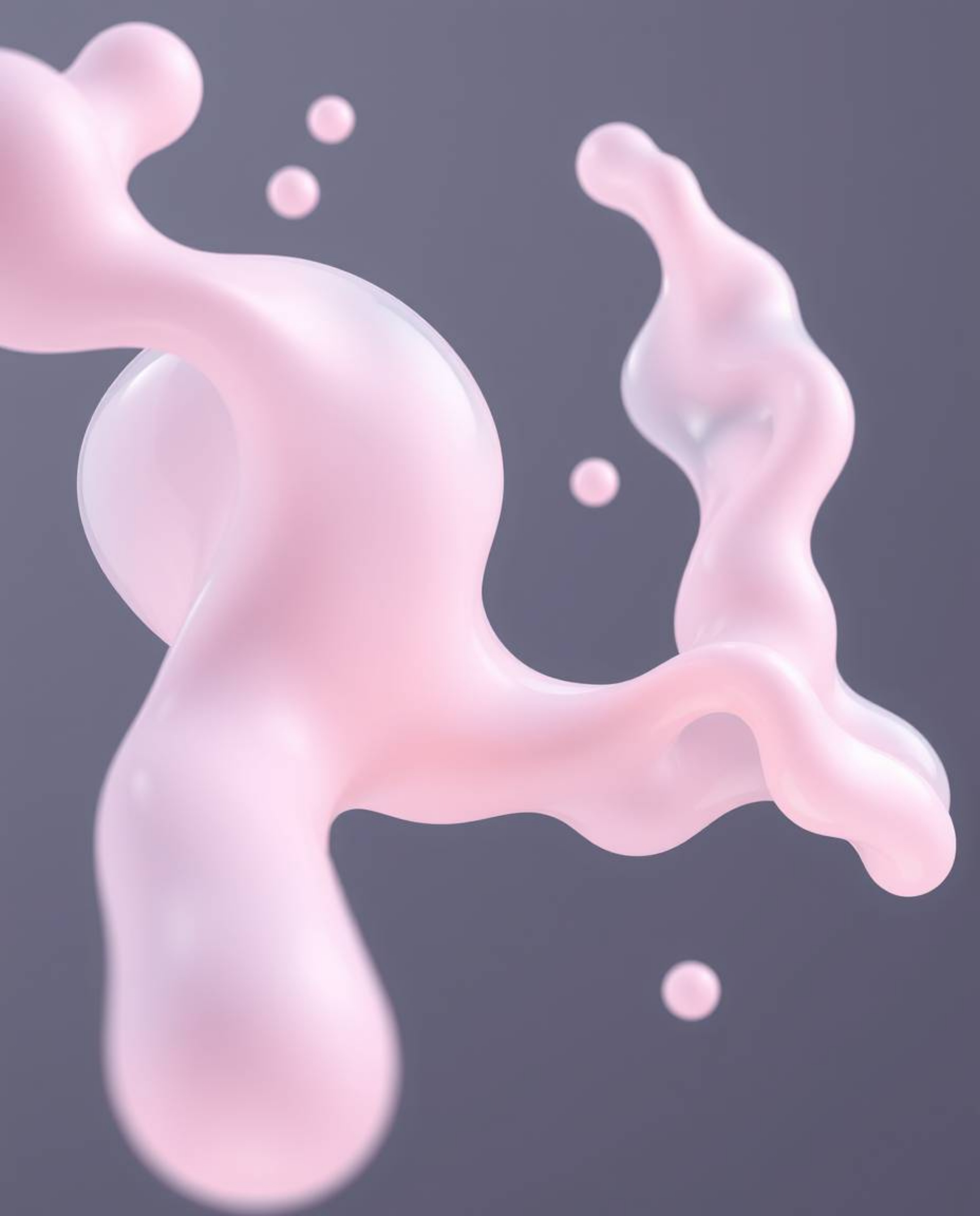 Explore a mesmerizing 3D render featuring fluid organic blobs crafted from translucent materials gracefully floating in space
