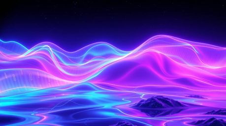 Immerse yourself in a mesmerizing world of futuristic sci-fi digital art.  Vibrant, glowing bioluminescent colors and neon gr