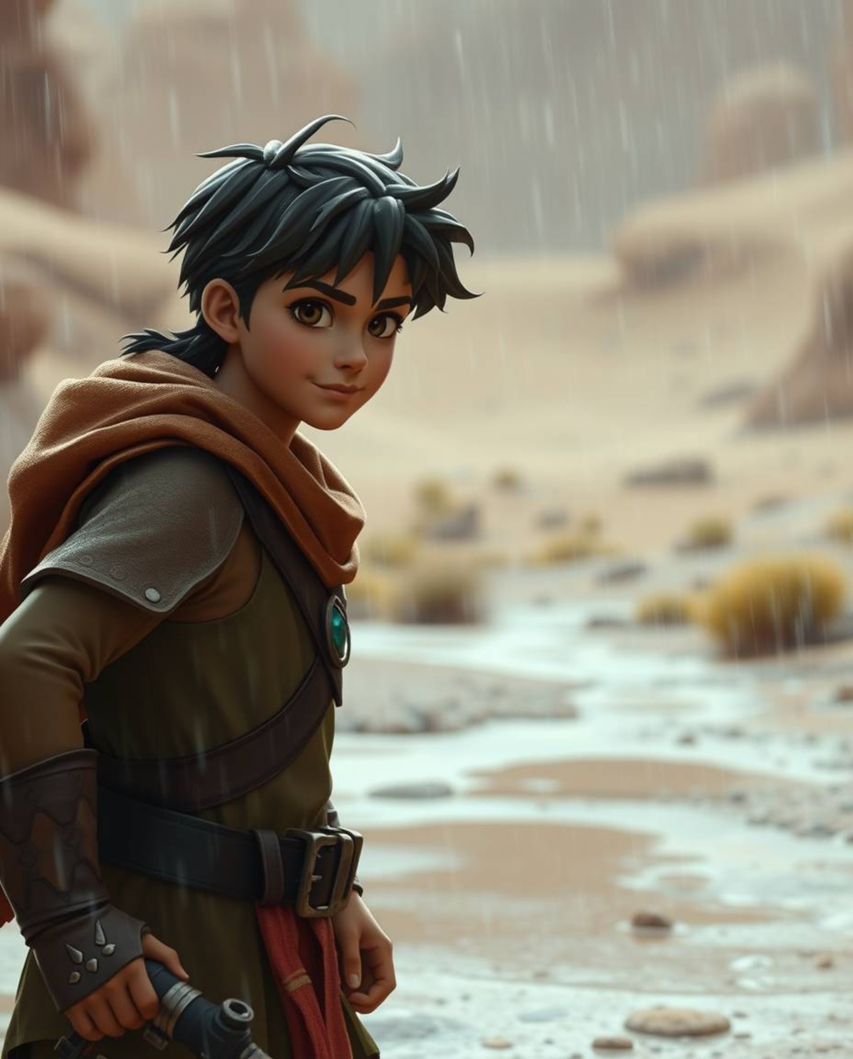 A brave, Disney-esque hero embarks on a thrilling desert adventure in this high-resolution stock photo. The commercial-quali
