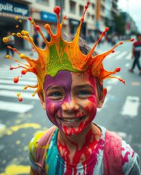 This collection features candid street photographs that freeze a vibrant paint splash in mid-air, emphasizing its adorable an