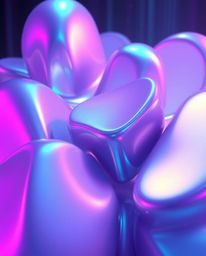 Explore the captivating fusion of volumetric lighting and iridescent colors illuminating dynamic 3D shapes. Witness smooth gr