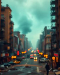 Explore a visually striking post-apocalyptic landscape where the warmth of terracotta clashes with the coolness of teal, enha