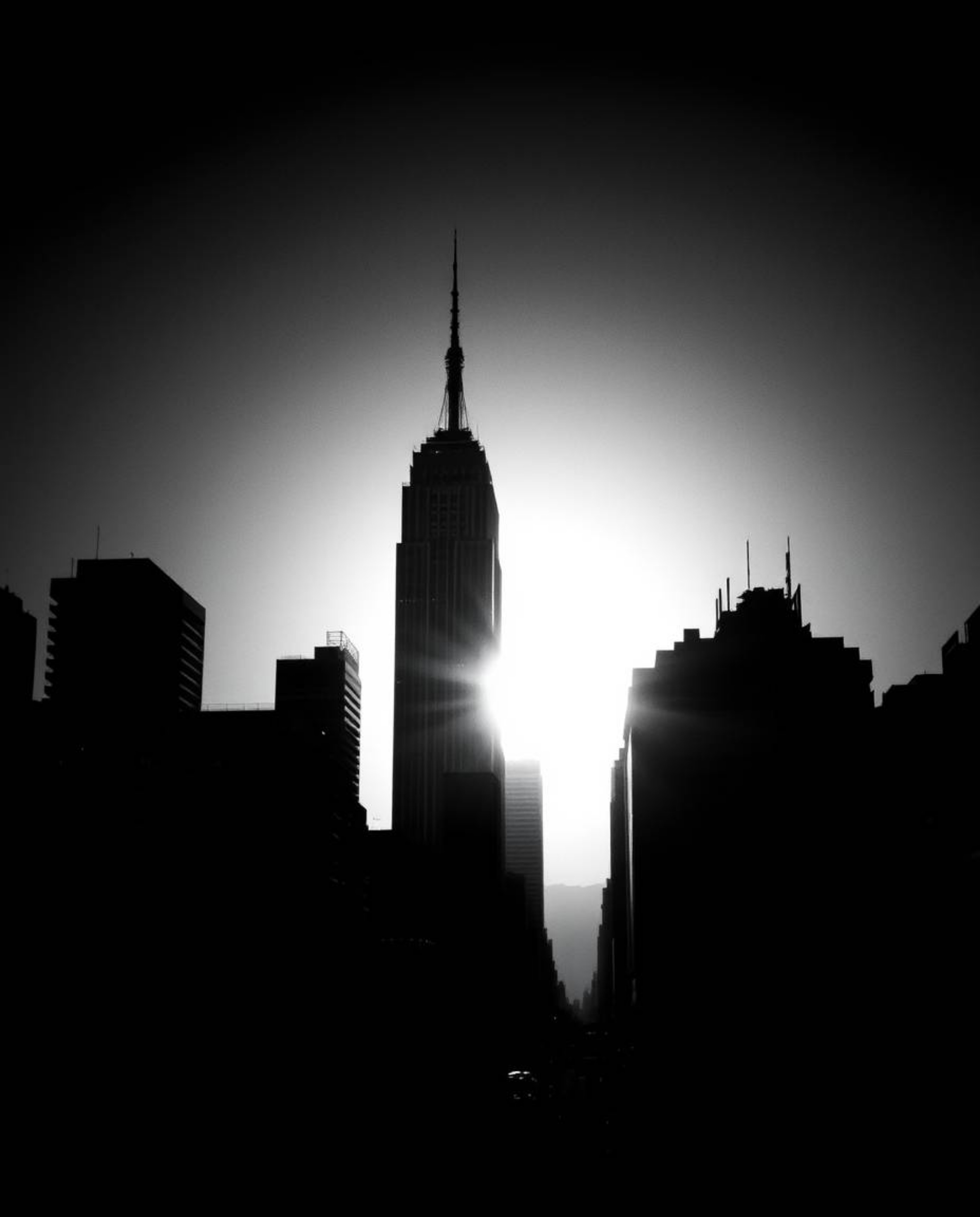 Experience a timeless and elegant aesthetic with this classic black and white image.  Silhouetted figures are set against a g