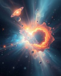 Witness a breathtaking cosmic event! This captivating image depicts colliding galaxies in a vibrant explosion of light and co