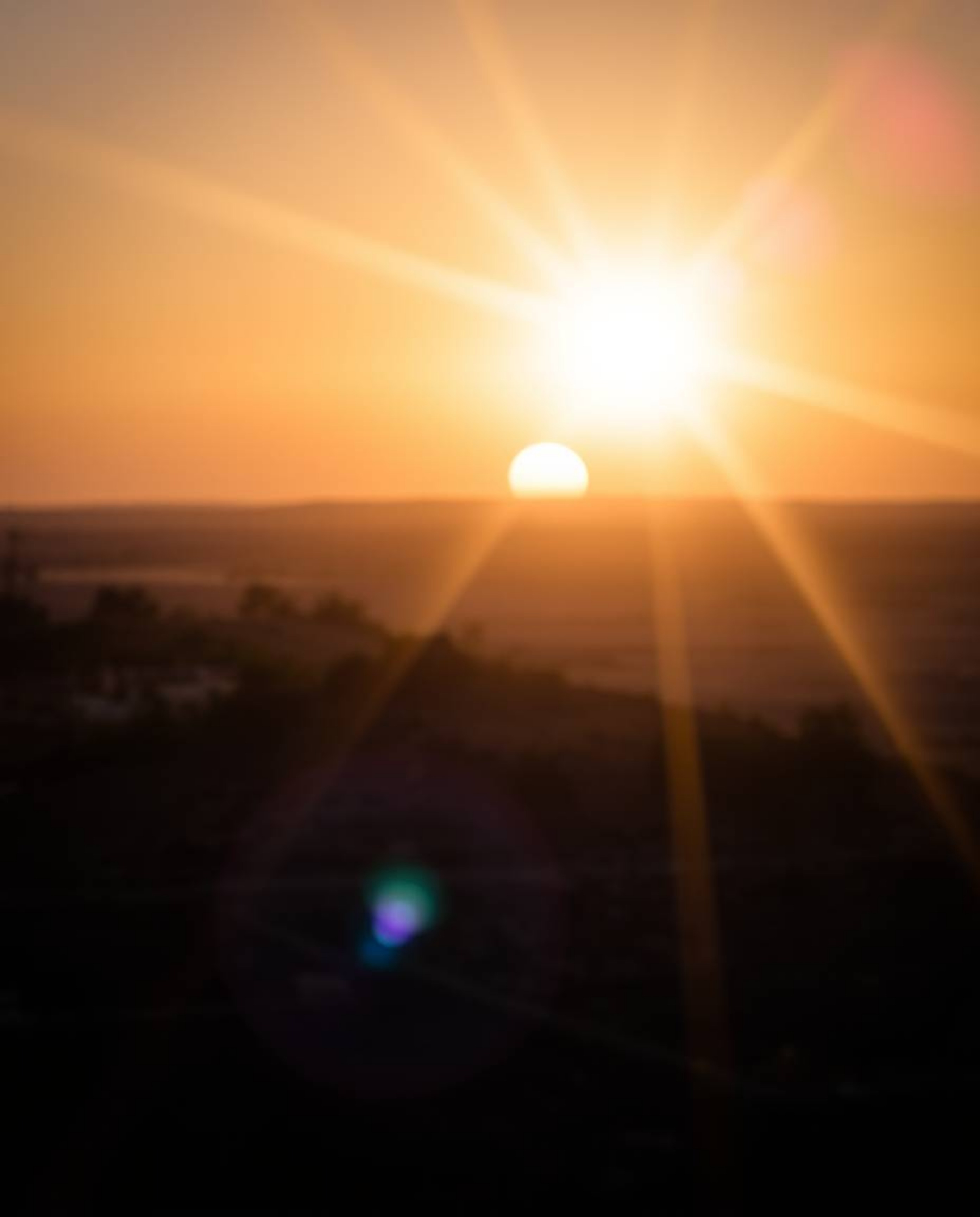 A captivating image depicts a vibrant sunrise breaking over a war-torn landscape.  The photograph features a bright lens flar