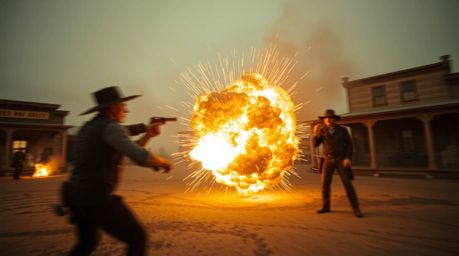 Experience the Wild West with a classic exploding TNT gag captured through the lens of long exposure photography. Immerse you