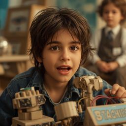Exquisite high fashion photography captures a boy with curious features and a bright smile, his medium brown skin and messy b