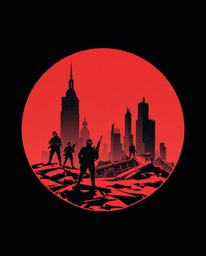 Explore a surreal infrared battlefield landscape featuring time-warped soldiers and crumbling buildings rendered in striking 