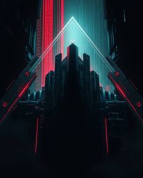 Experience the captivating visuals of a futuristic sci-fi world. This stunning artwork features contrasting chiaroscuro light