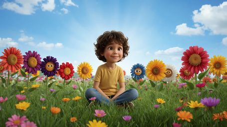A vibrant, high-resolution stock photo captures a bright-eyed, freckled homeschooled genius, aged around 10-12, with curly br