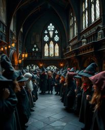 Experience the magic up close! This captivating image showcases a detailed close-up of a magical school brimming with young w