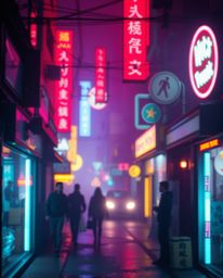 Immerse yourself in a tight close-up, pixelated glitch image capturing the essence of a cyberpunk street drenched in a vibran